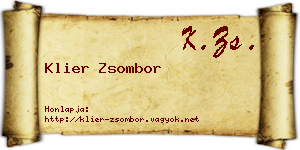 Klier Zsombor névjegykártya